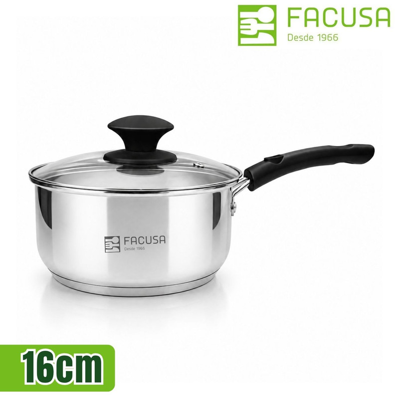 CACEROLA 16CM FACUSA DE ACERO CON TAPA DE VIDRIO - 1