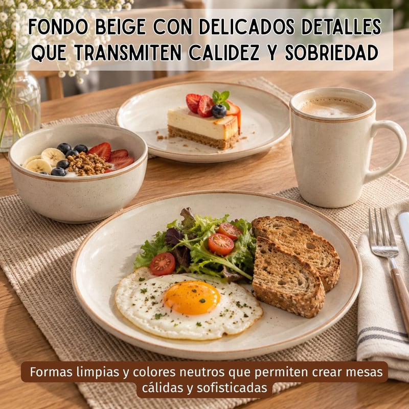 VAJILLA CORONA 16PIEZAS PARA DISFRUTAR – CAOBA BEIGE - 3