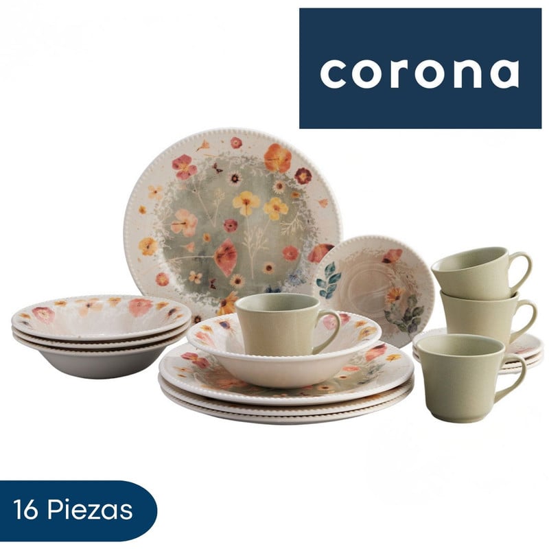 VAJILLA CORONA AROMA 16 PIEZAS PARA USO DIARIO - 1