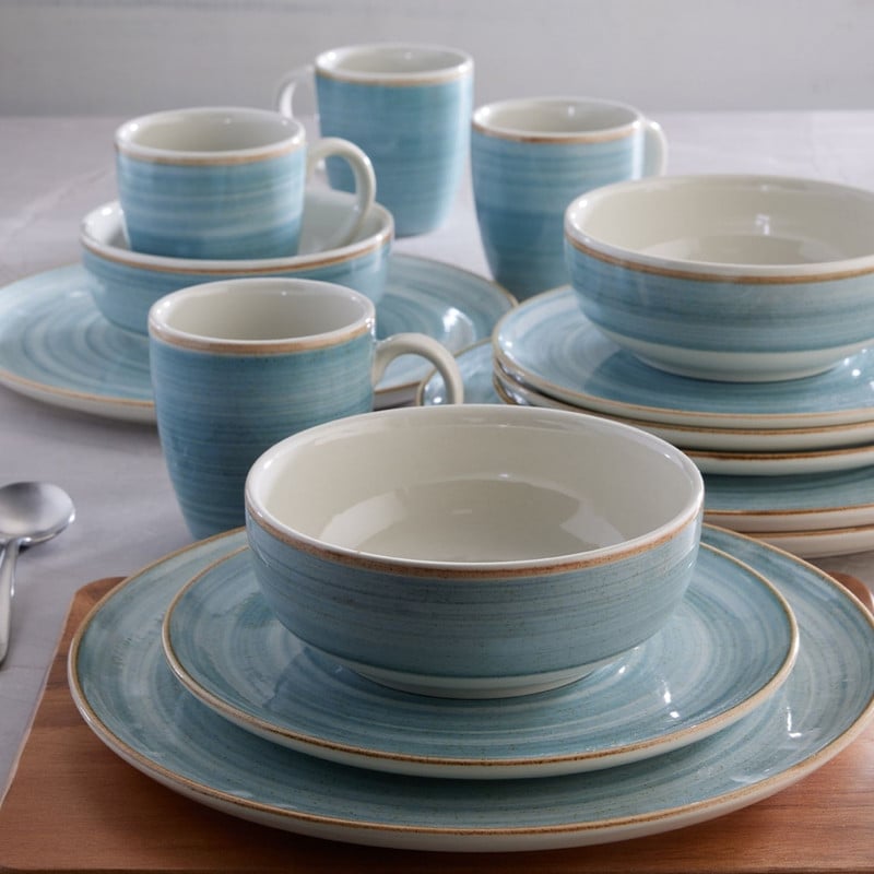VAJILLA CAOBA AZUL CORONA 16 PIEZAS PARA DISFRUTAR LA MESA - 4