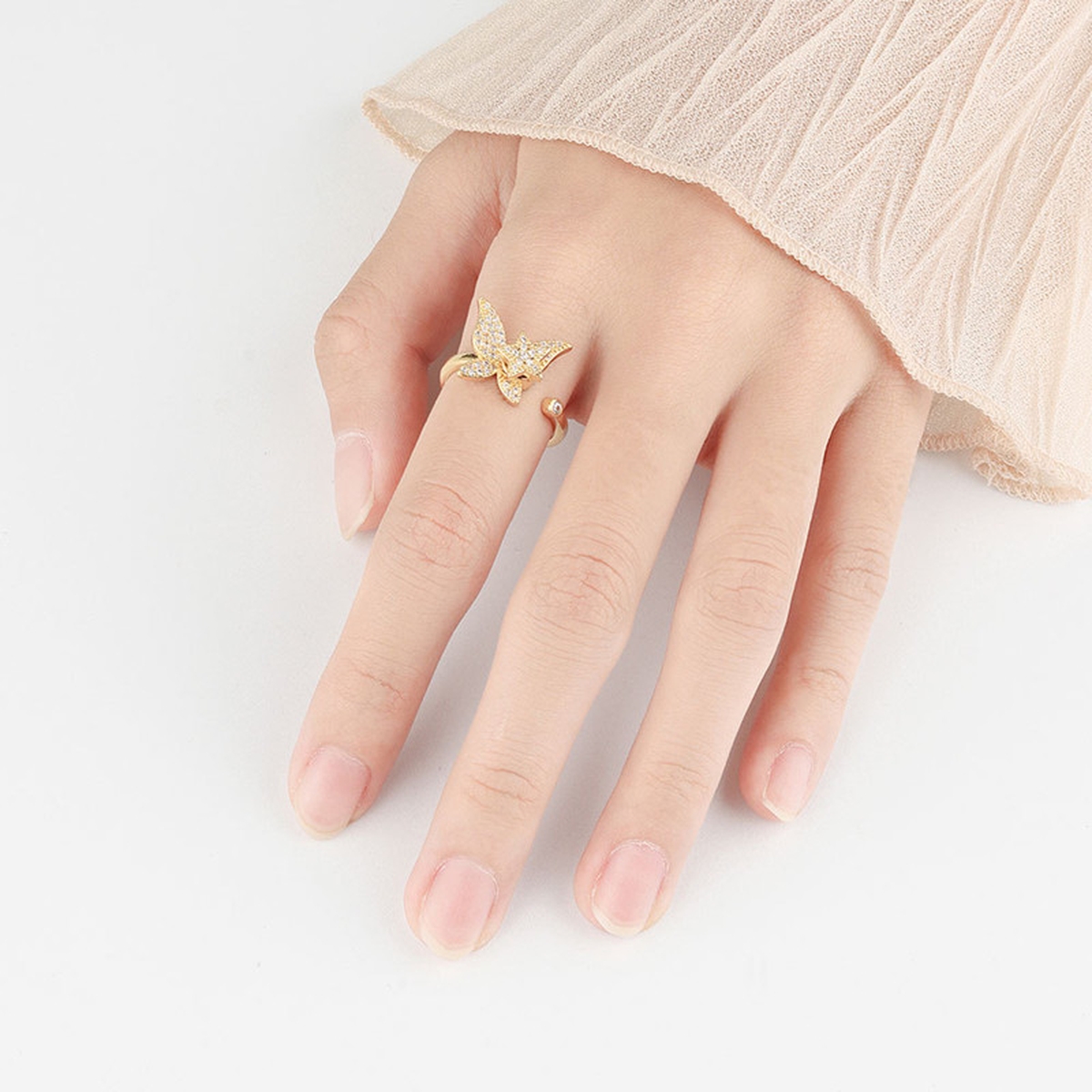 ANILLO FARFALLA PARA MUJER EN ACERO DORADO - 2