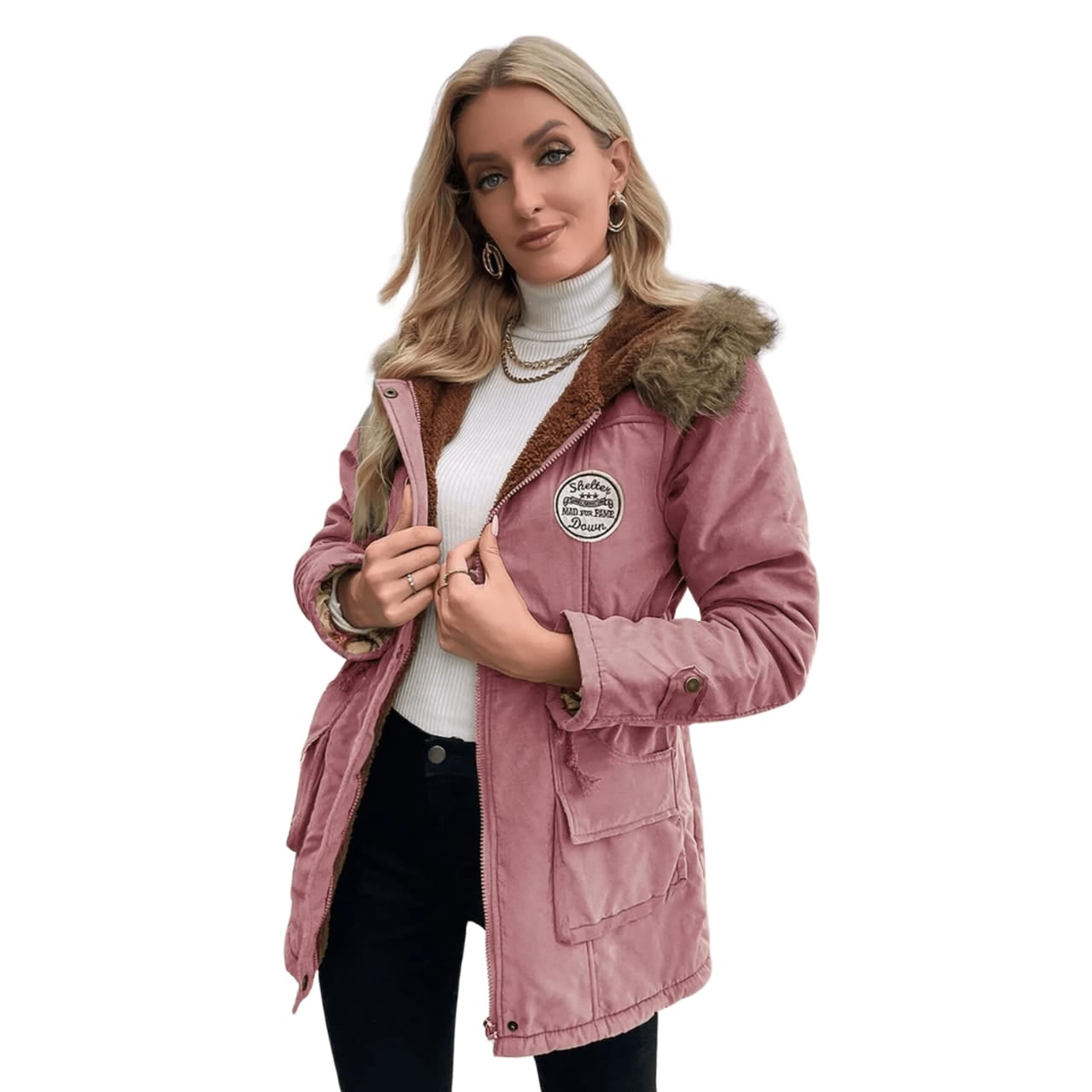 PARKA ARMY COREANA DAMA COLOR PALO ROSA - 1