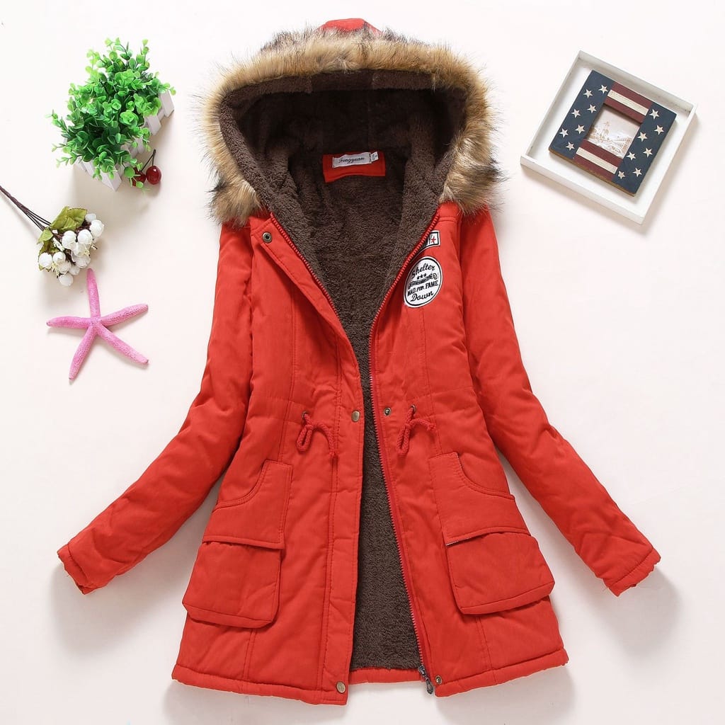 PARKA ARMY COREANA DAMA COLOR ROJO - 3