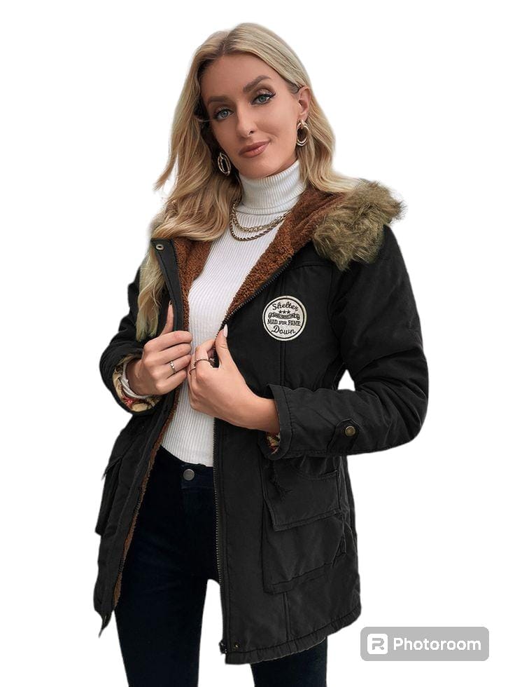 PARKA ARMY COREANA DAMA COLOR NEGRO - 1
