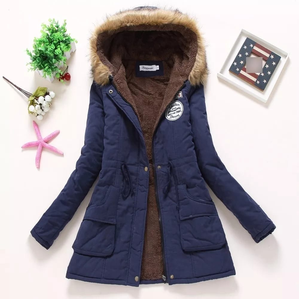 PARKA ARMY COREANA DAMA COLOR AZUL ACERO - 2