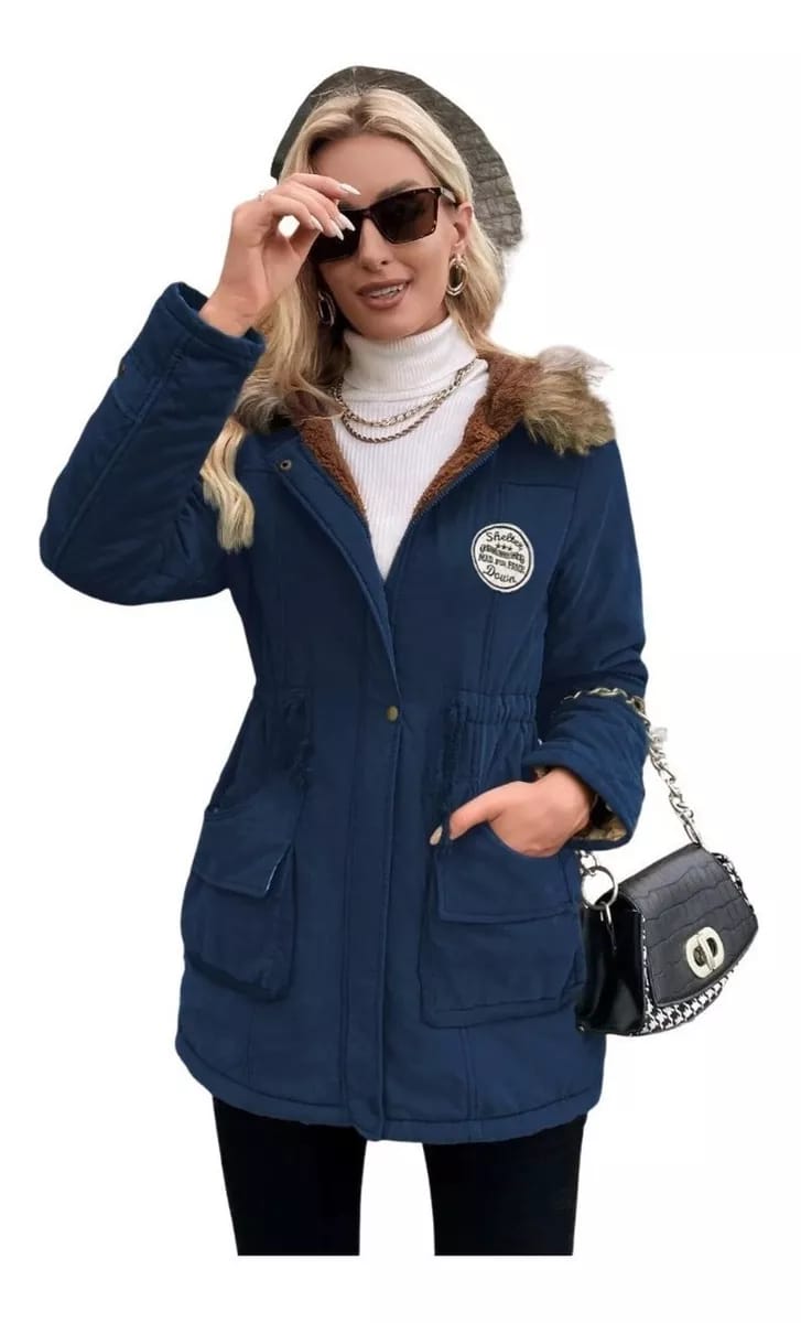 PARKA ARMY COREANA DAMA COLOR AZUL ACERO - 3