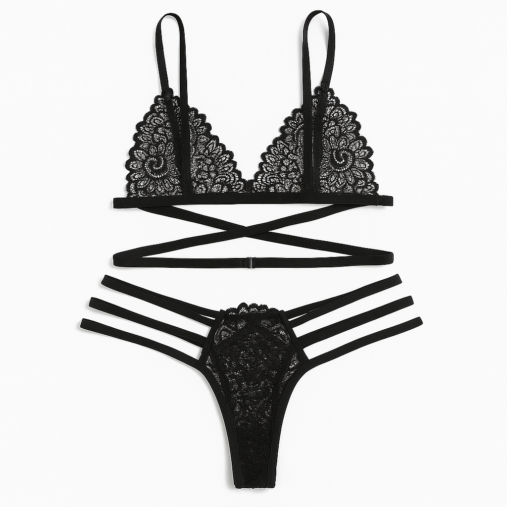 CONJUNTO DE LENCERÍA ENCAJE NOCTURNO “BLACK EMBRACE” - 1