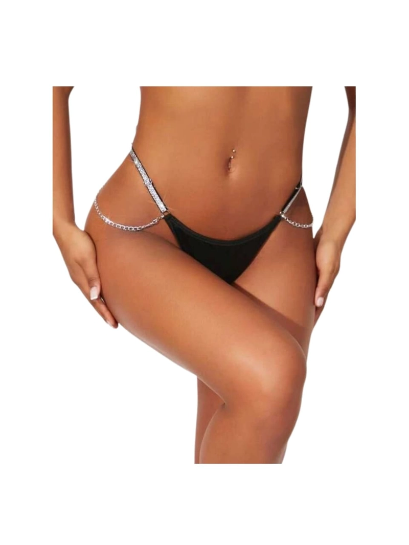 LIGUERO “BLACK ELEGANCE”  ENCAJE FLORAL CON MEDIAS DE MALLA SENSUAL - 1