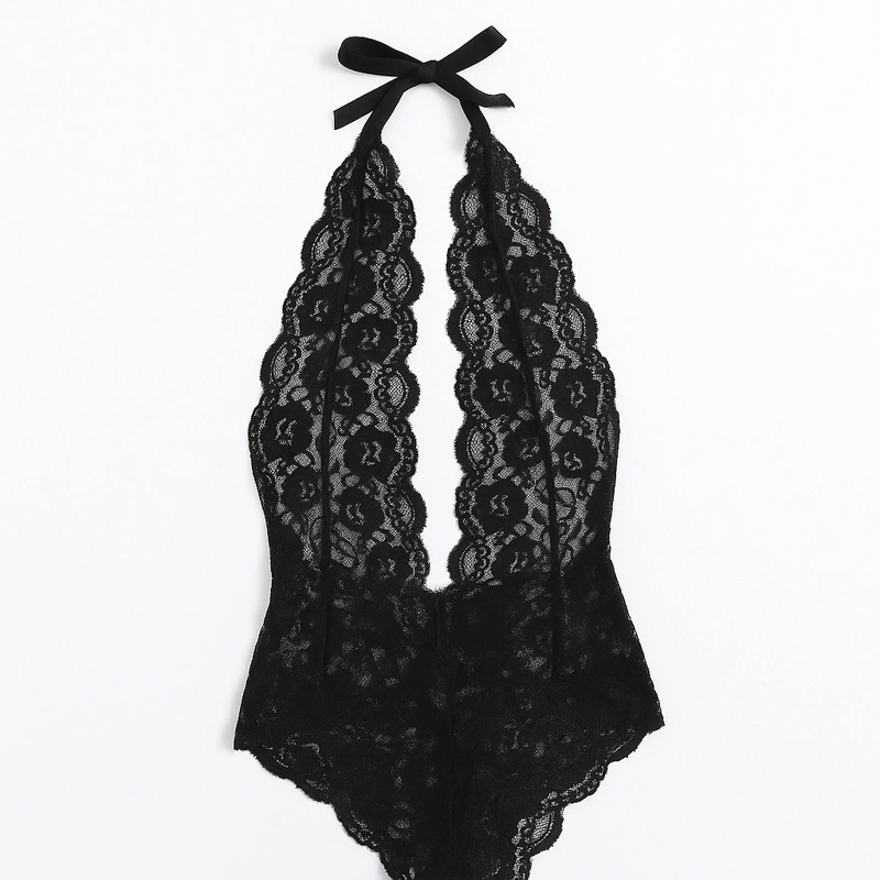 BODY DE ENCAJE “MIDNIGHT ALLURE”  ESPALDA DESCUBIERTA Y LAZO EN EL CUELLO 1000000029 - 1