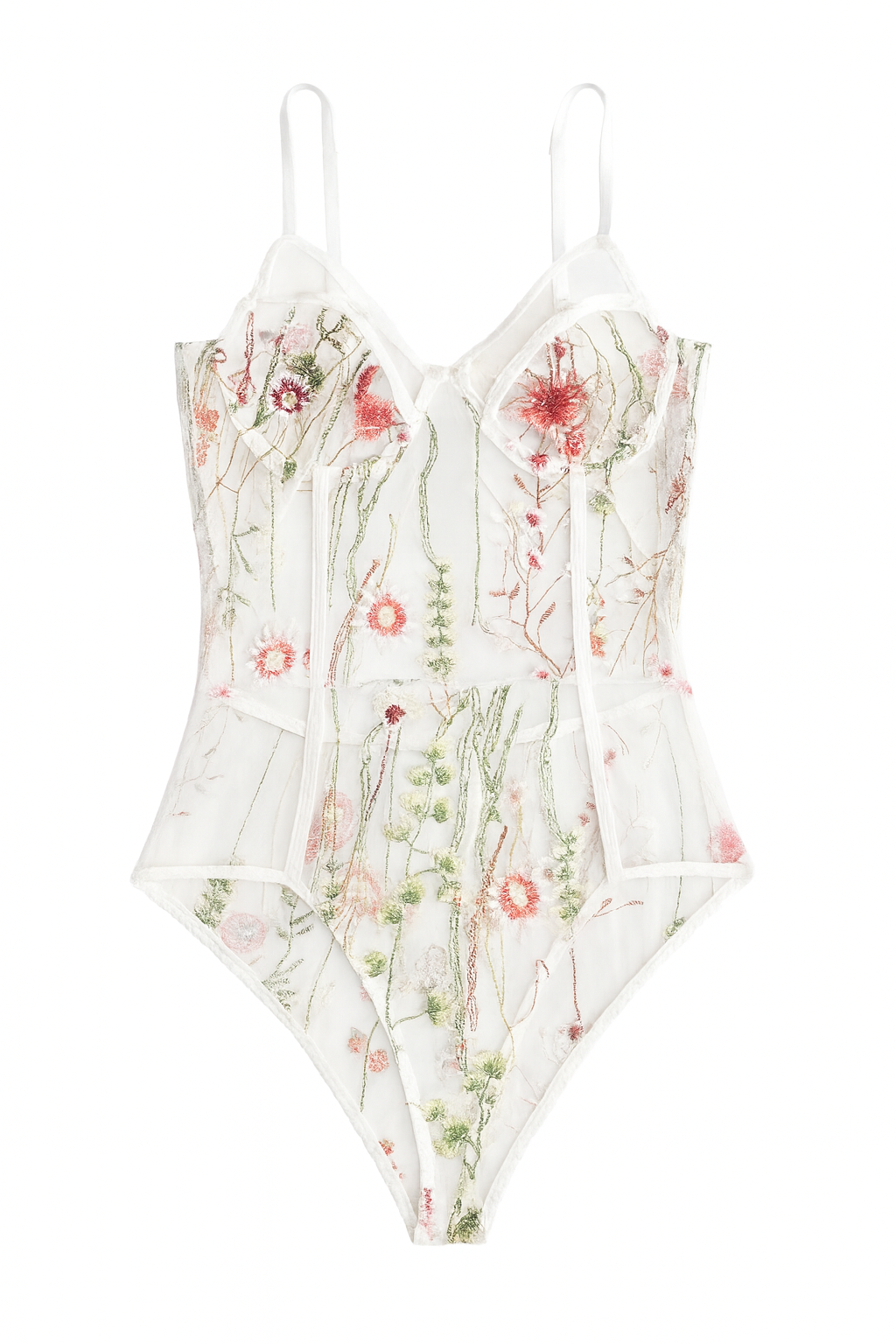 BODY “ETHEREAL GARDEN”  ENCAJE TRANSPARENTE BORDADO CON FLORES - 1