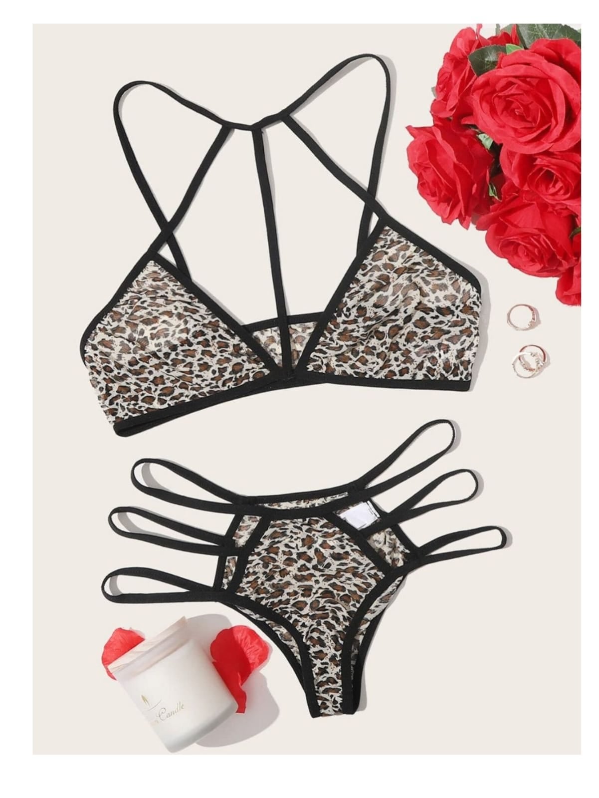 CONJUNTO DE LENCERÍA “WILD PASSION”  ANIMAL PRINT CON TIRANTES DECORATIVOS Y CORTE SENSUAL - 1