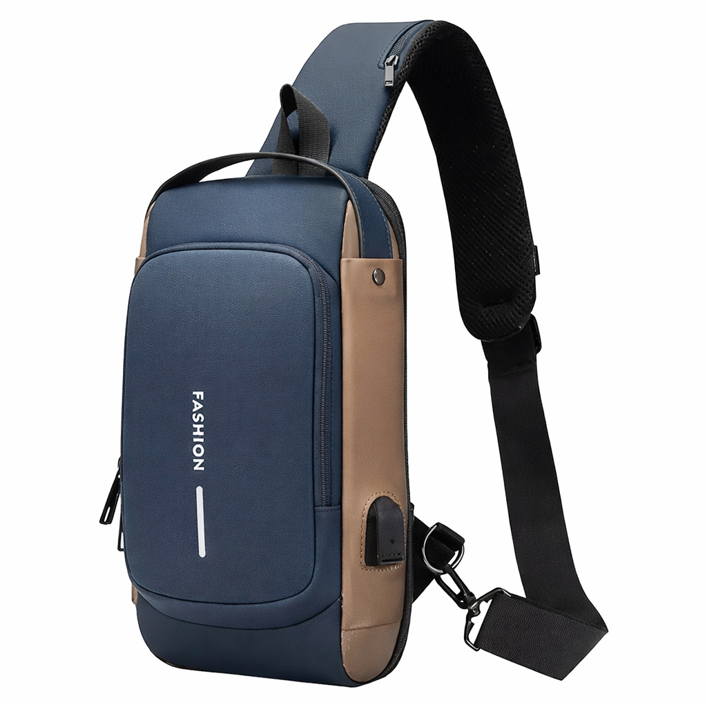 MOCHILA ANTIRROBO CON PUERTO USB / AZUL ACERO - 2