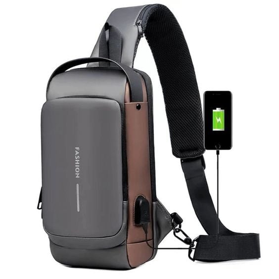 MOCHILA ANTIRROBO CON PUERTO USB / PLATEADO - 1