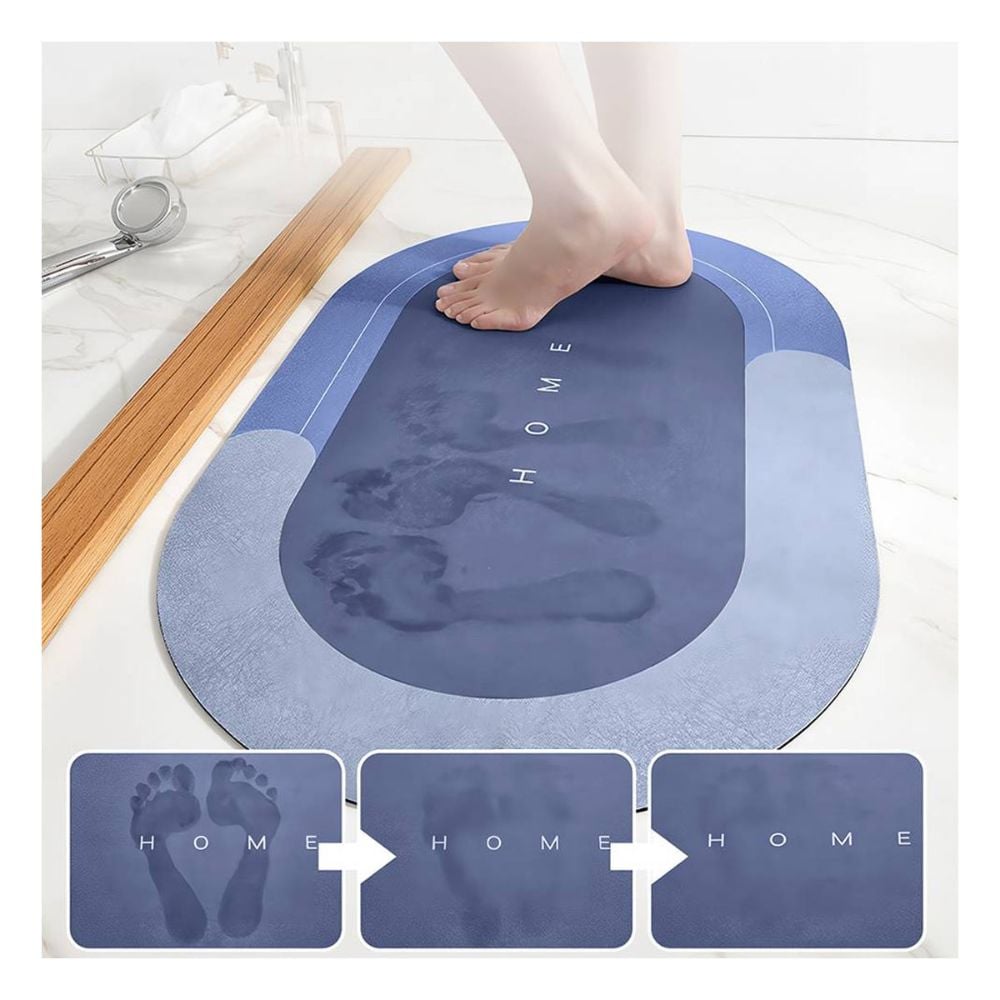 ALFOMBRA ABSORBENTE CIRCULAR PARA BAÑO AZUL - 3