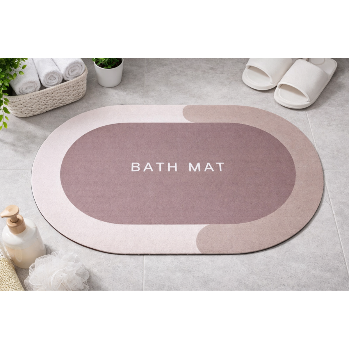 ALFOMBRA ABSORBENTE CIRCULAR PARA BAÑO BEIGE - 1