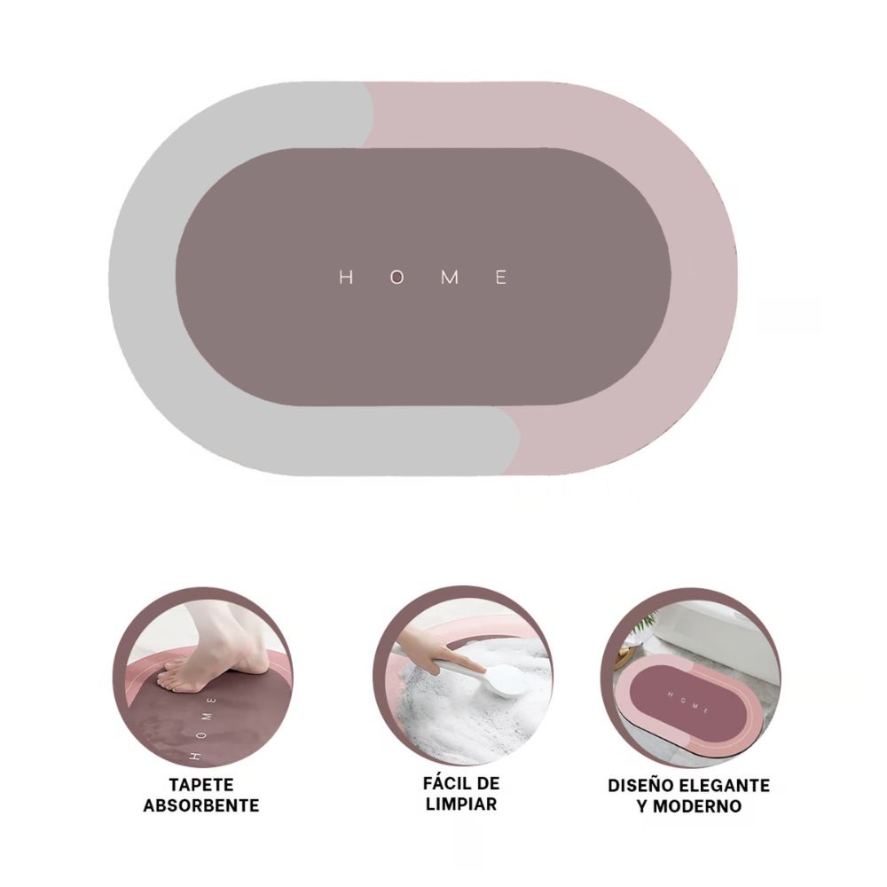 ALFOMBRA ABSORBENTE CIRCULAR PARA BAÑO BEIGE - 2