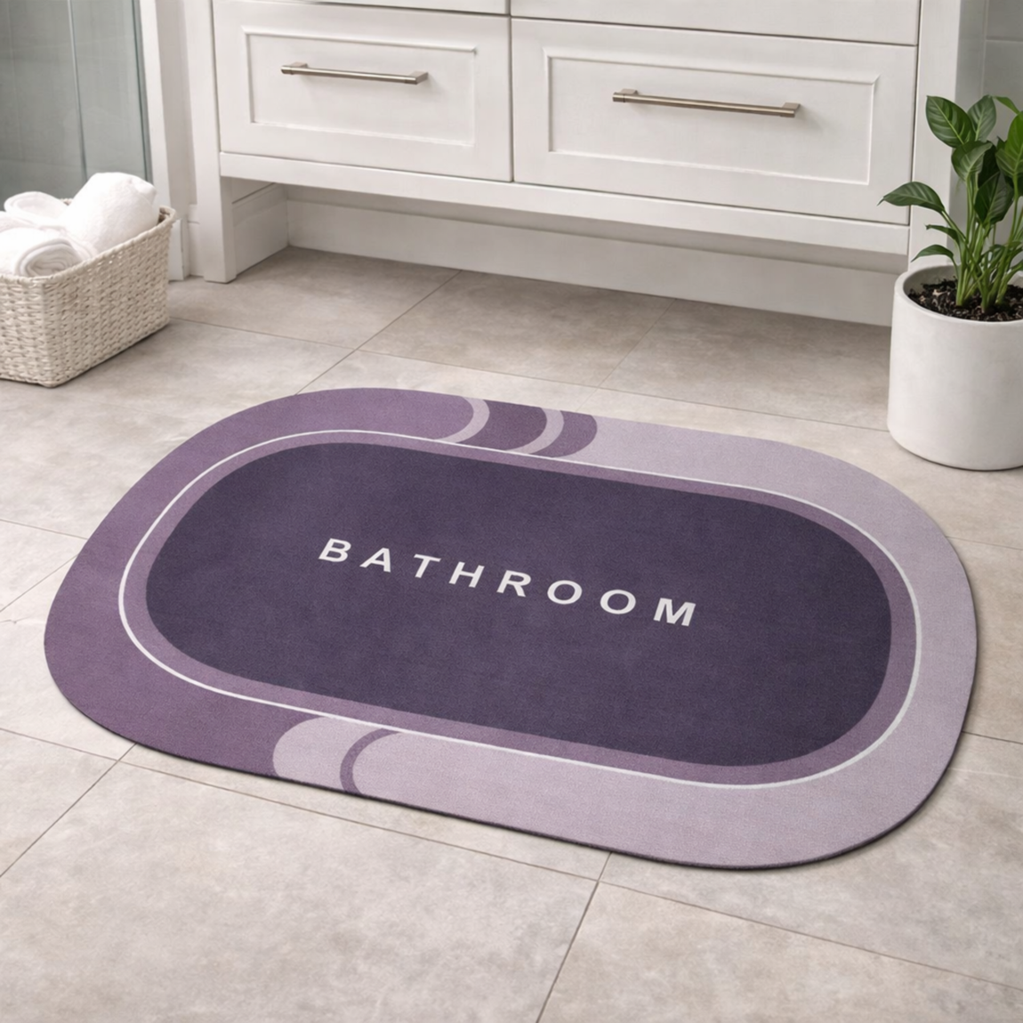 ALFOMBRA ABSORBENTE CIRCULAR PARA BAÑO MORADO - 1