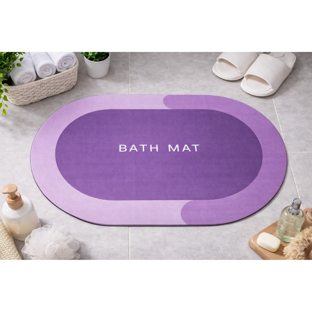 ALFOMBRA ABSORBENTE CIRCULAR PARA BAÑO PURPURA - 1