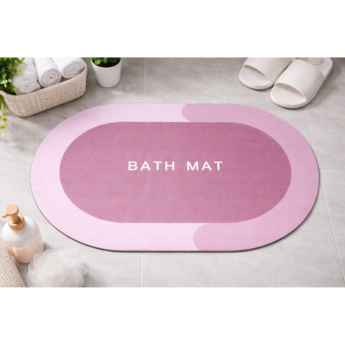 ALFOMBRA ABSORBENTE CIRCULAR PARA BAÑO ROSADO - 1