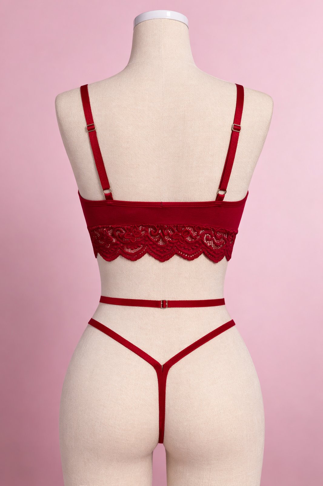 CONJUNTO DE LENCERÍA “RUBY DESIRE”  ENCAJE Y LIGUERO AJUSTABLE - 3