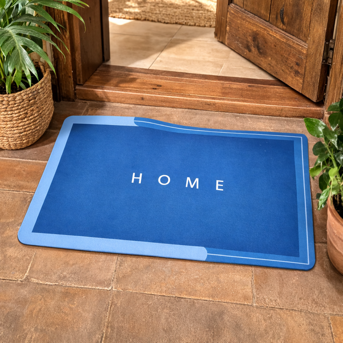 ALFOMBRA ABSORBENTE PARA BAÑO RECTANGULAR COLOR AZUL - 1
