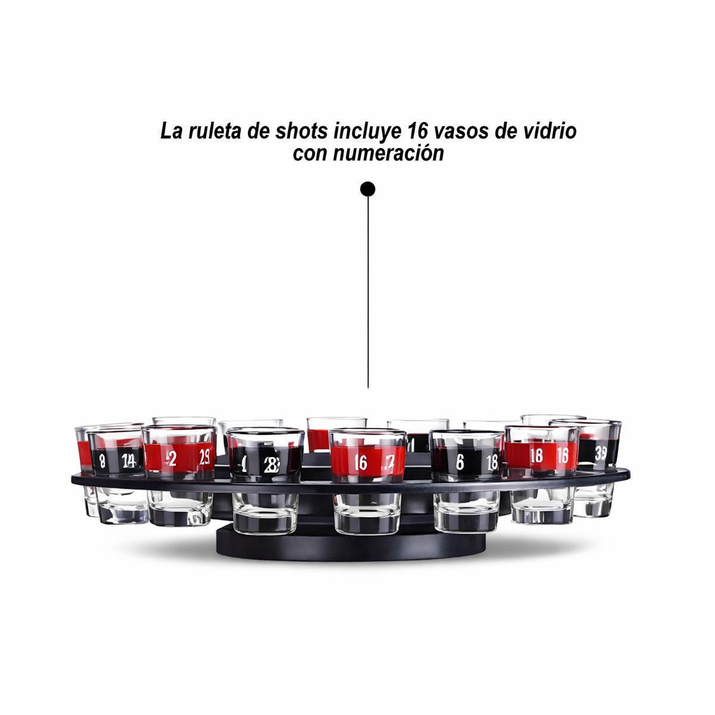 JUEGO DE MESA RULETA DE SHOTS PARA FIESTA CON 16 VASOS - 2