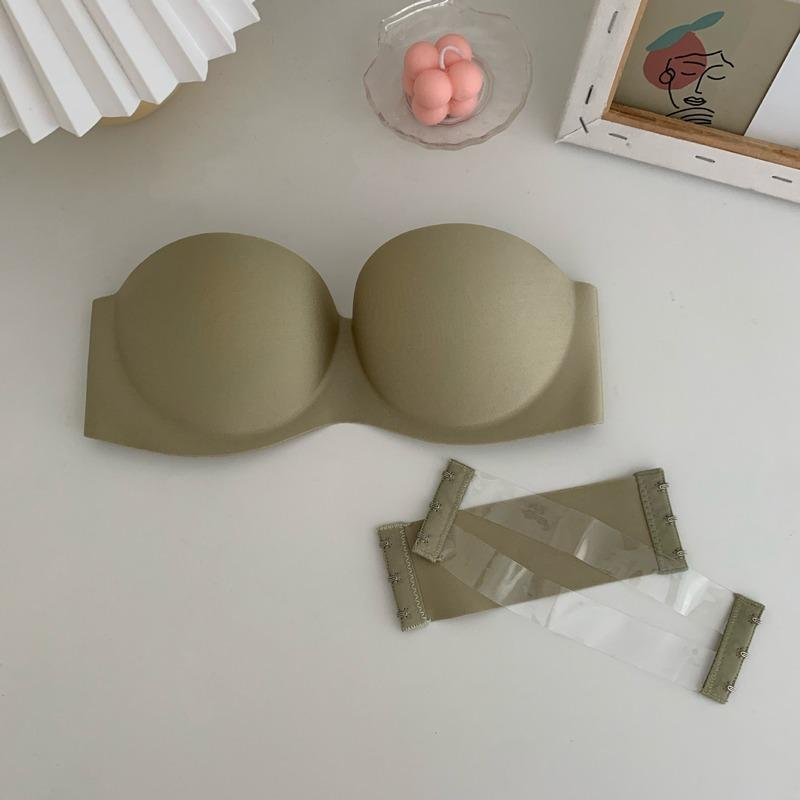 BRASIER STRAPLESS INVISIBLE PUSH UP CON EXTENSOR TRANSPARENTE / VERDE OLIVA - 1