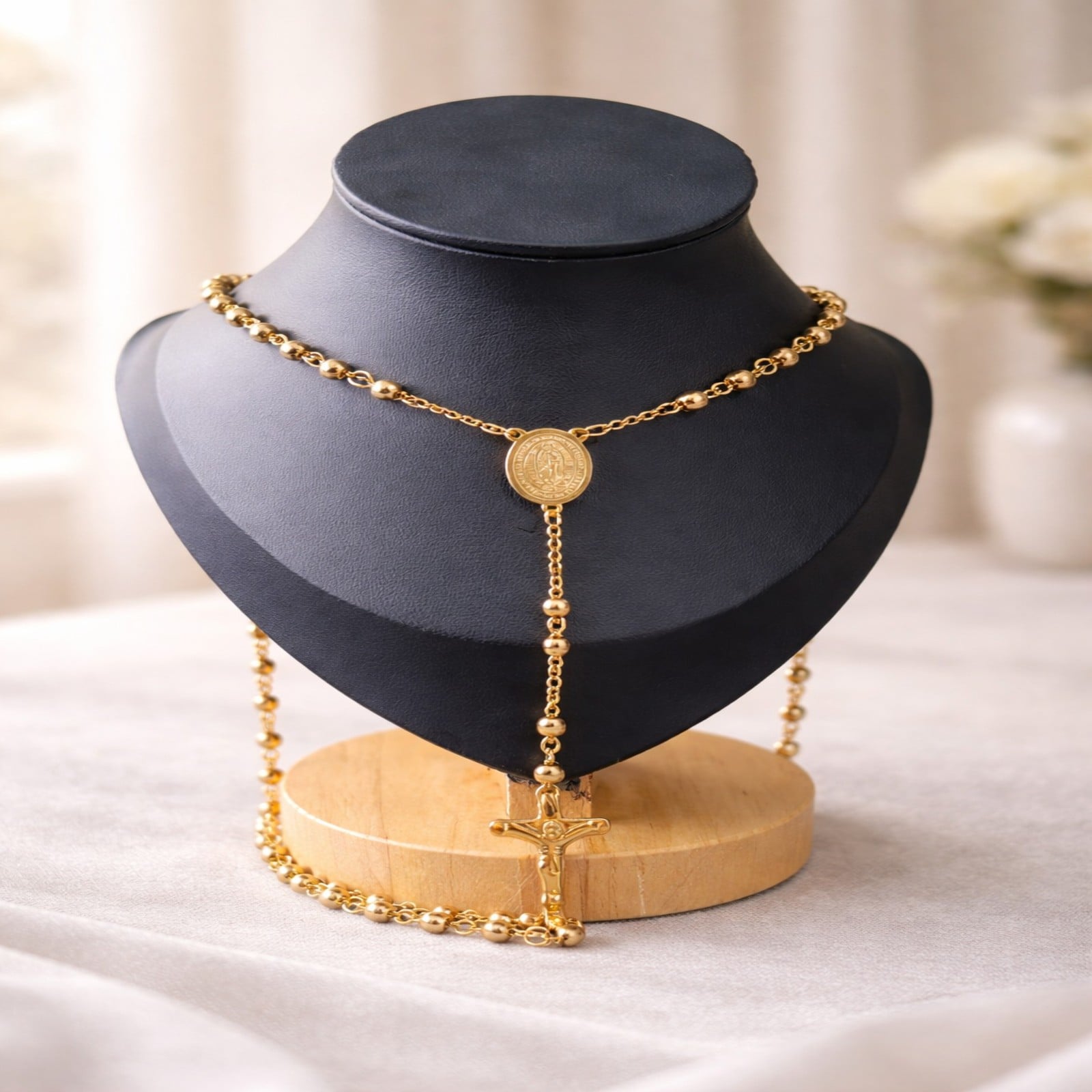 COLLAR ROSARIO DORADO “LUZ DIVINA” PARA CABALLERO - 2