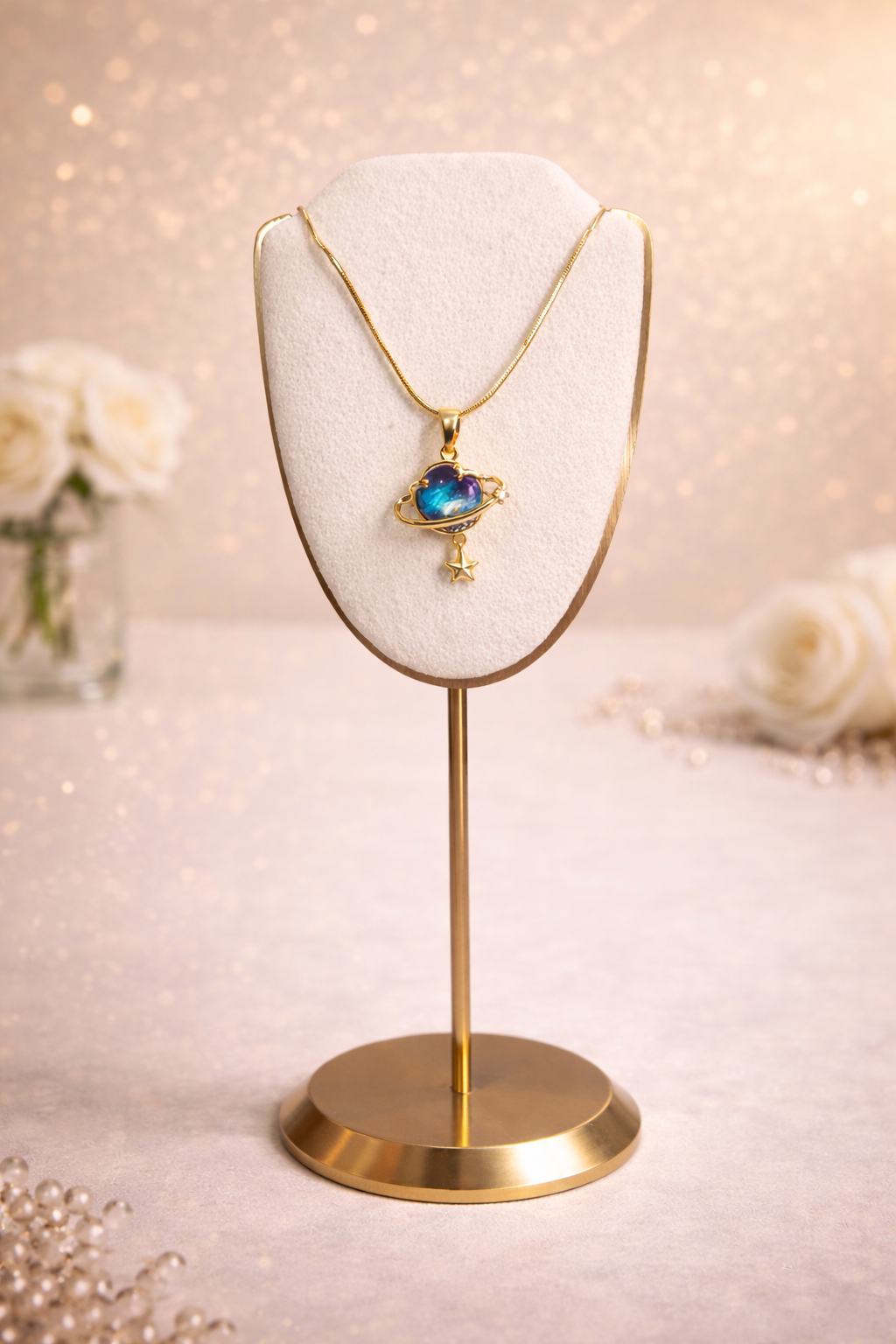 COLLAR PLANETA CELESTIAL CON PIEDRA UNIVERSO Y ESTRELLA - 1