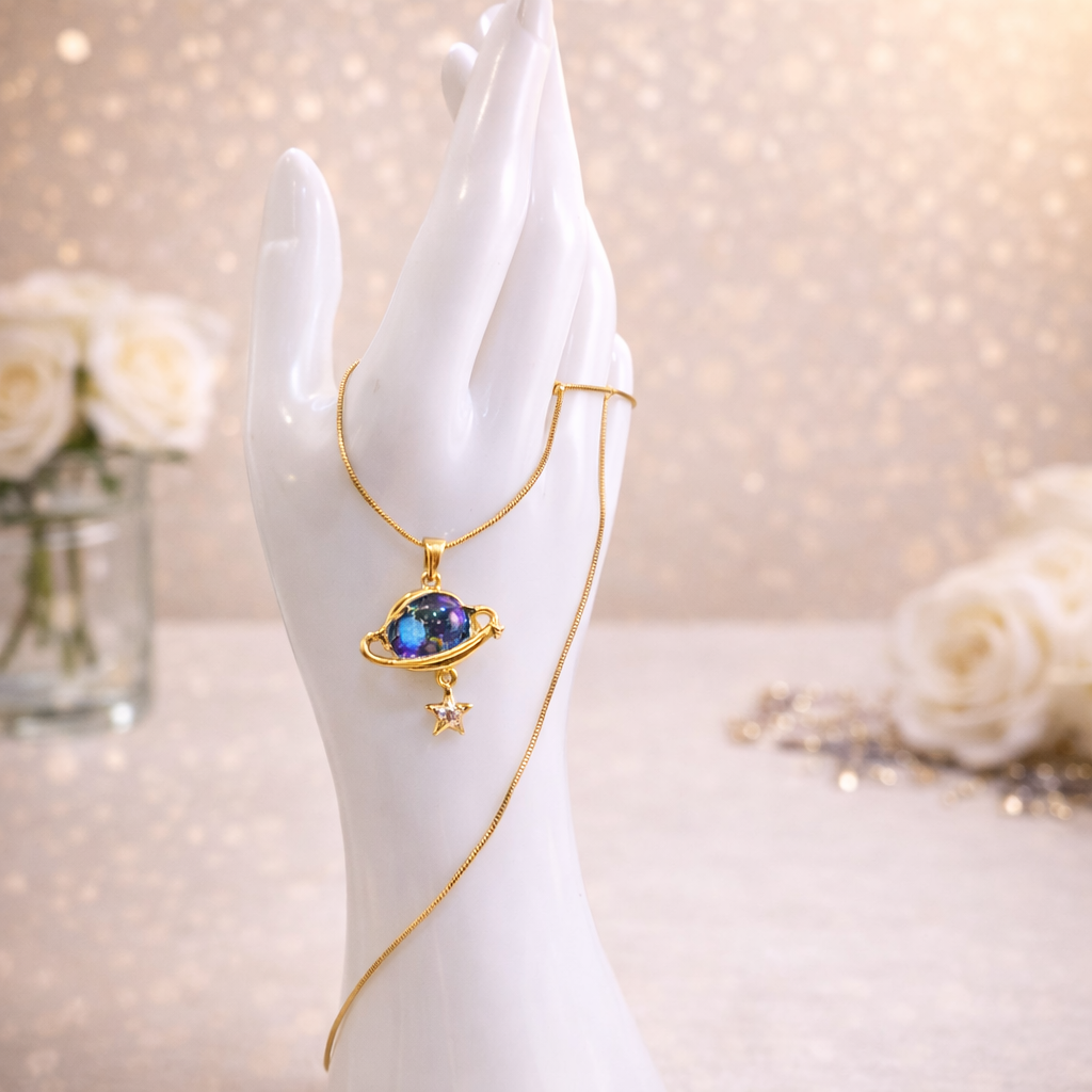 COLLAR PLANETA CELESTIAL CON PIEDRA UNIVERSO Y ESTRELLA - 2