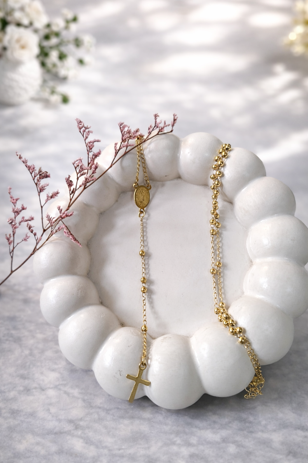 COLLAR ROSARIO DORADO “LUZ DIVINA” PARA DAMA - 2