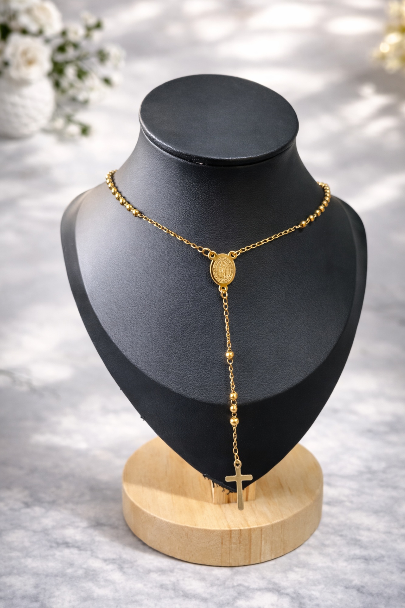 COLLAR ROSARIO DORADO “LUZ DIVINA” PARA DAMA - 3