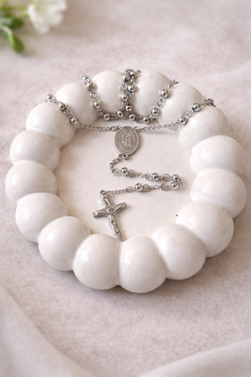 COLLAR ROSARIO PLATEADO “LUZ DIVINA” PARA CABALLERO - 3