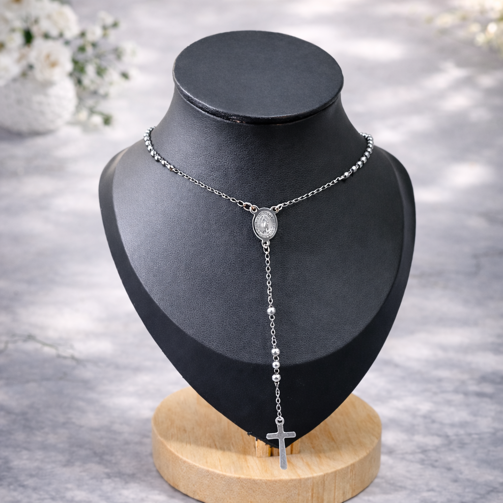 COLLAR ROSARIO PLATEADO “LUZ DIVINA” PARA DAMA - 2