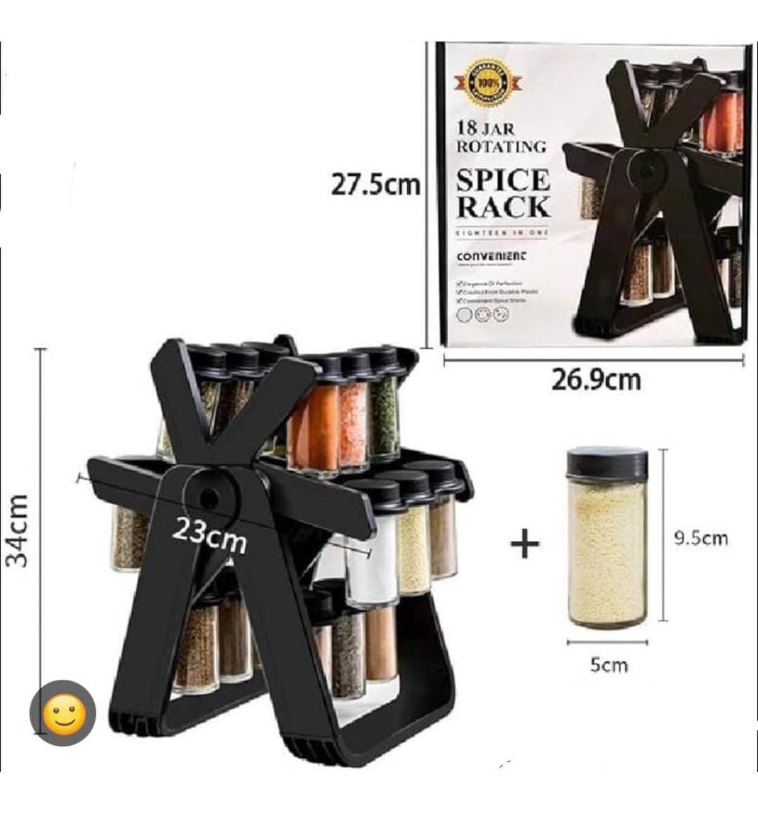 CONDIMENTERO DE ESPECIAS GIRATORIO 360° CON 18 FRASCOS – RACK COCINA PREMIUM NEGRO - 4