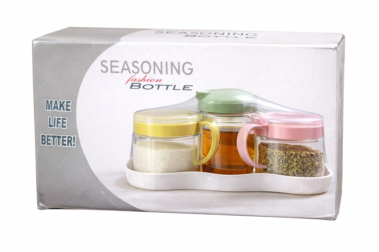 SET DE FRASCOS CONDIMENTEROS CON BASE Y DISPENSADOR ANTIGOTEO 3 PIEZAS COCINA MODERNA - 2