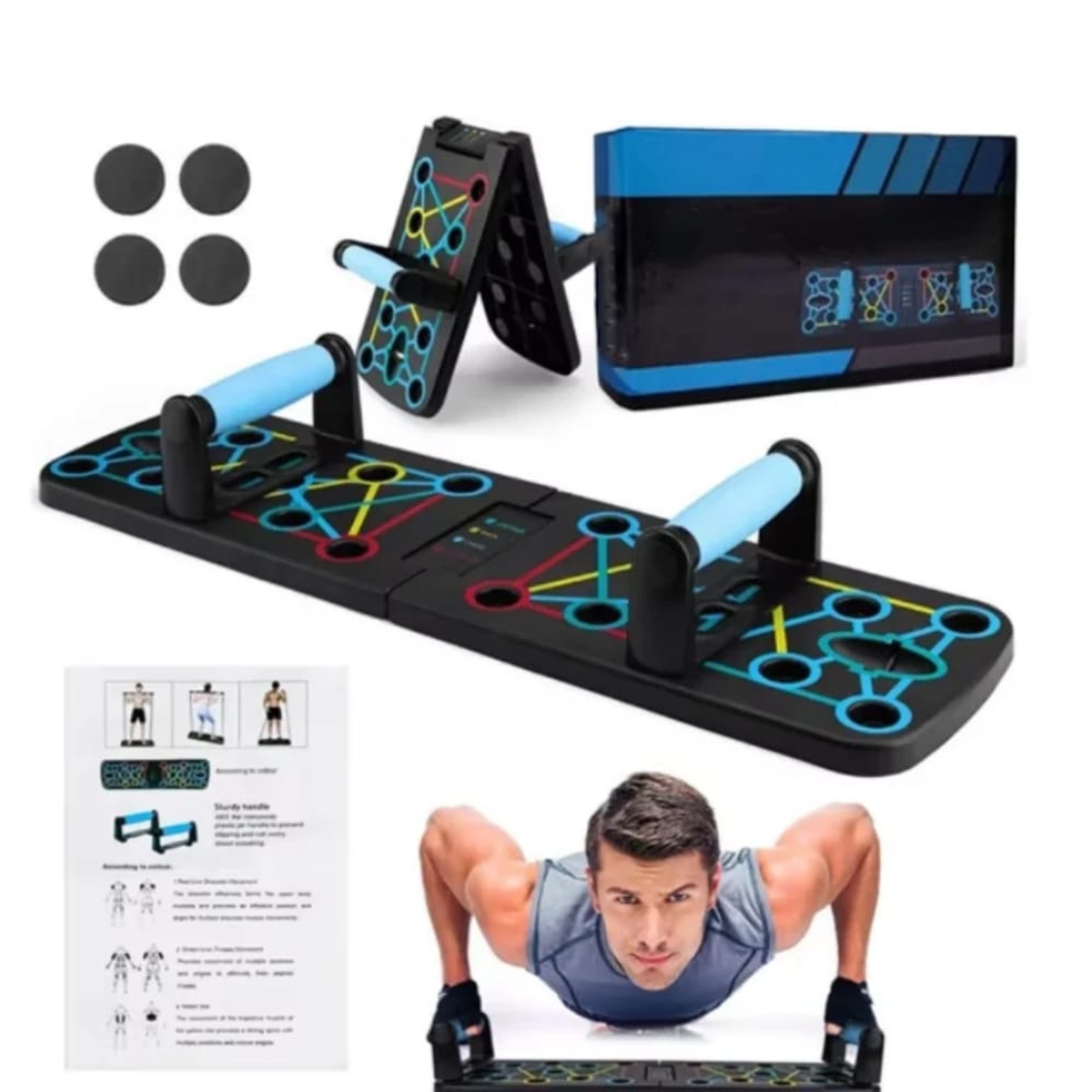 TABLERO DE FLEXIONES MULTIFUNCIONAL PARA PLANCHAS PECHO GYM SISTEMA DE ENTRENAMIENTO POR COLORES - 2