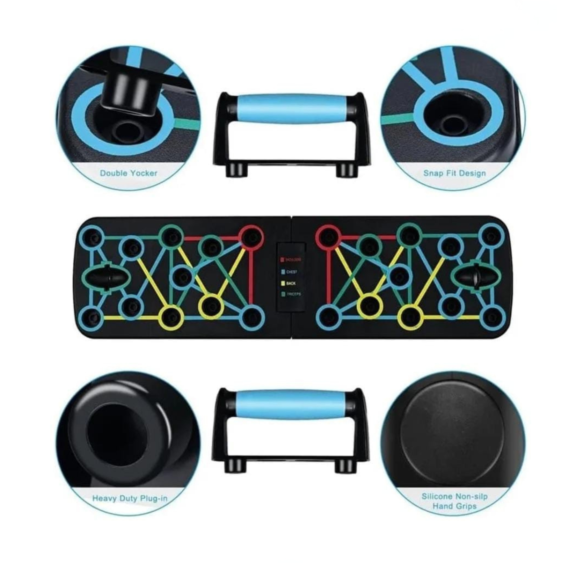 TABLERO DE FLEXIONES MULTIFUNCIONAL PARA PLANCHAS PECHO GYM SISTEMA DE ENTRENAMIENTO POR COLORES - 4