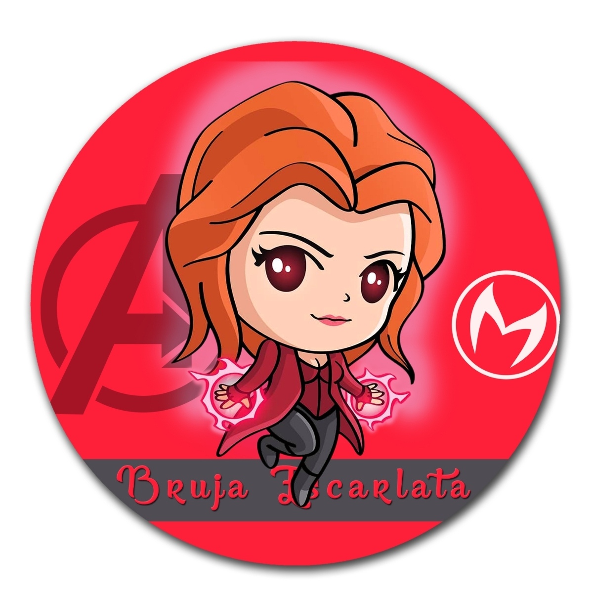 MOUSE PAD CIRCULAR VENGADORES BRUJA ESCARLATA WANDA - 1
