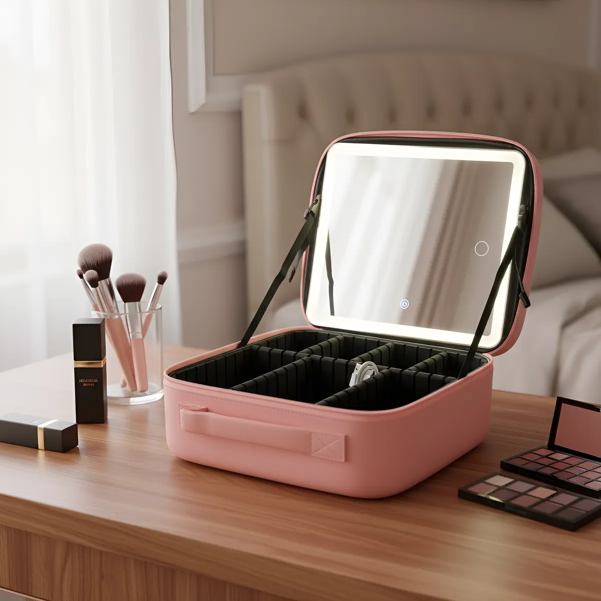 MALETIN DE MAQUILLAJE CON ESPEJO LED - 3