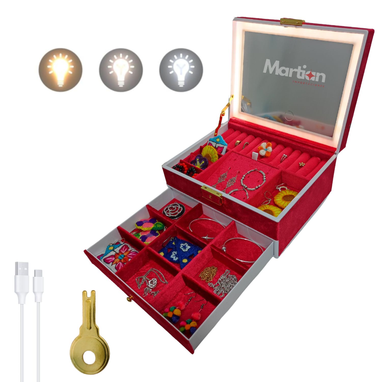 JOYERO ORGANIZADOR CON ESPEJO LED - 1