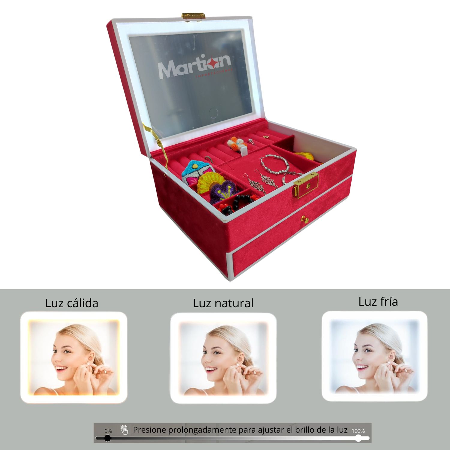 JOYERO ORGANIZADOR CON ESPEJO LED - 4