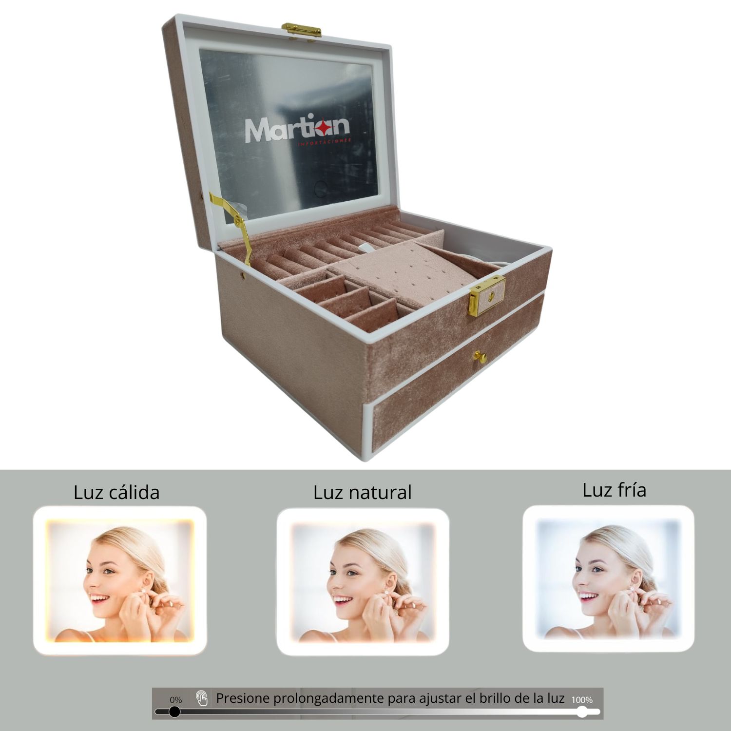 JOYERO ORGANIZADOR CON ESPEJO LED - 5