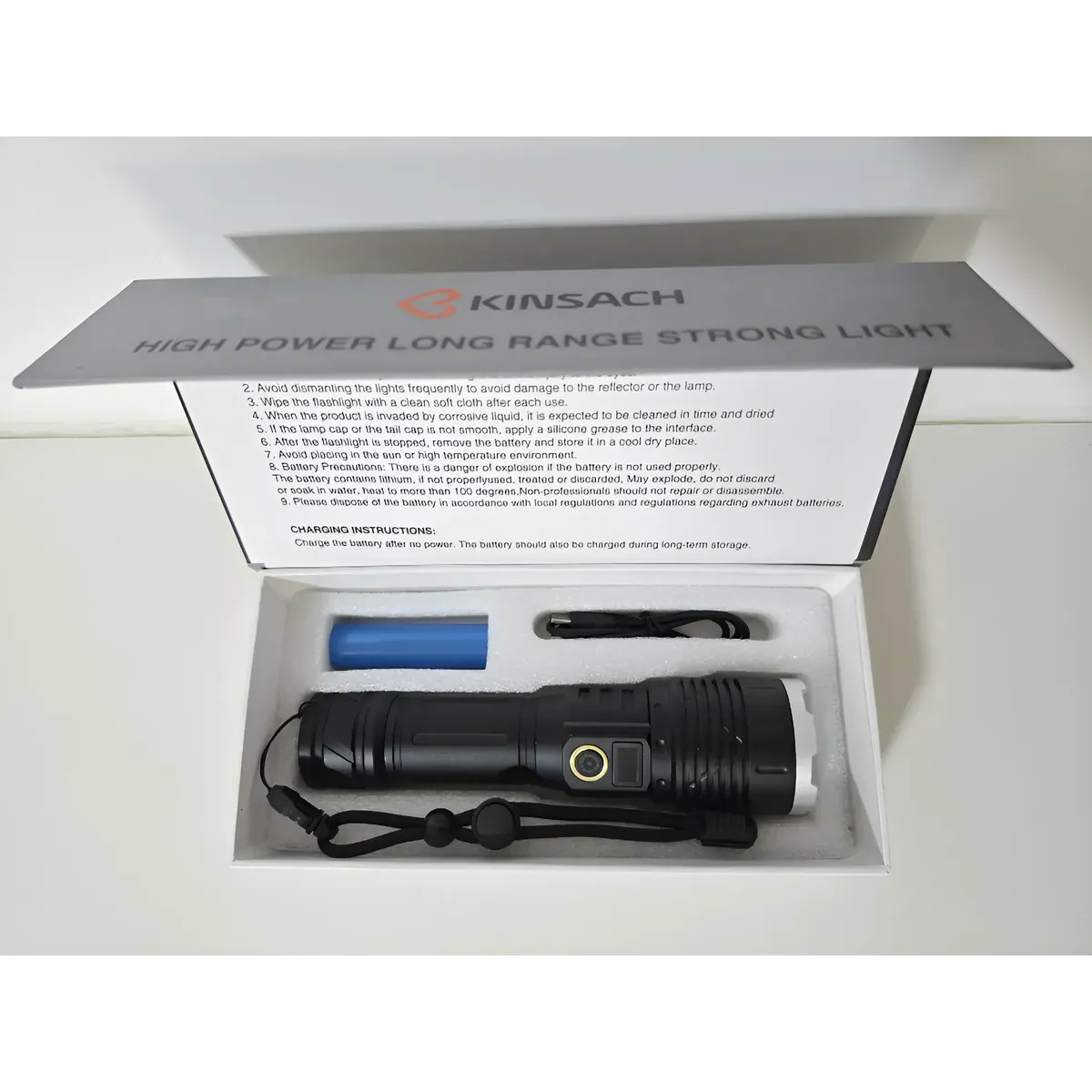 LINTERNA TELESCOPICA KINSACH CON PANTALLA LED - 7