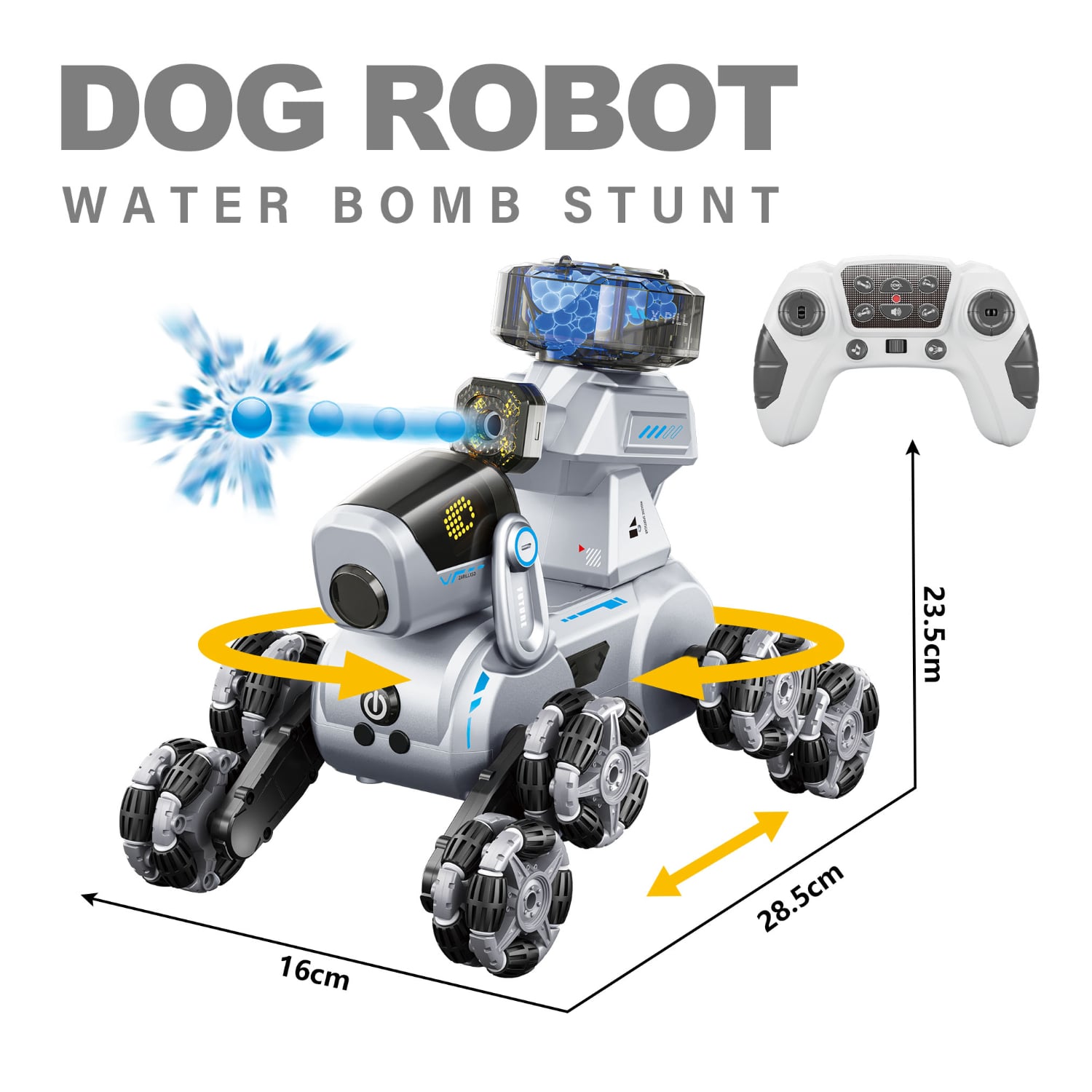 PERRO ROBOT a CONTROL REMOTO con LANZA BOLAS DE HIDROGEL - 3