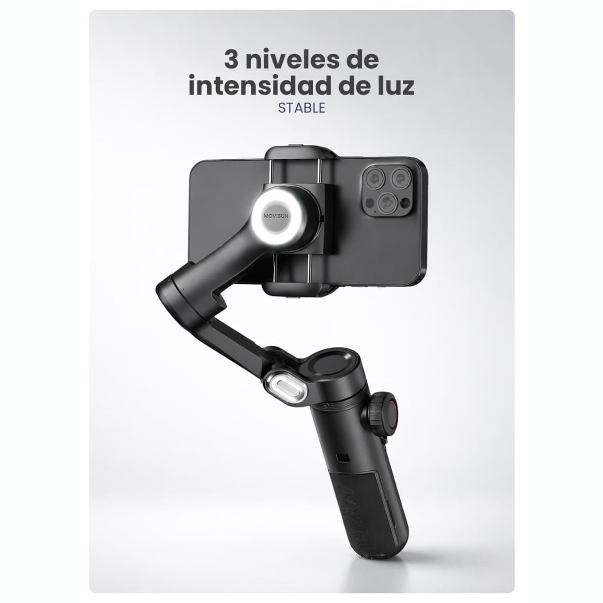 Estabilizador de Celular MOVISUN Luz LED Carga Inalámbrica 6 meses de Garantia - 4