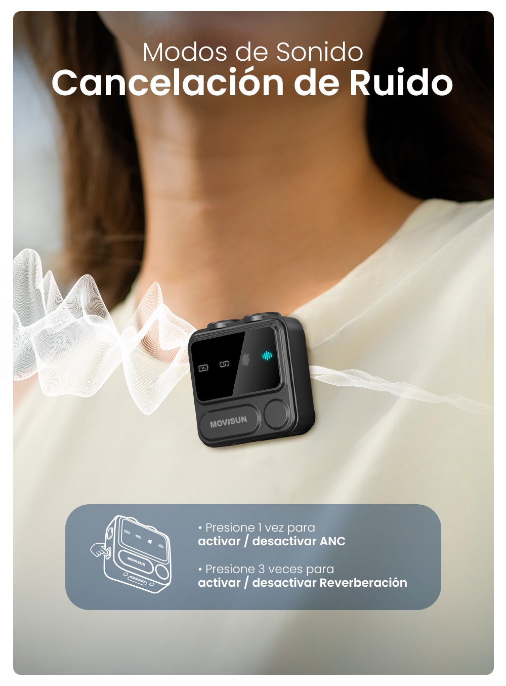 MICROFONO DUAL MOVISUN MI F1 CON PANTALLA DIGITAL ANC - 3