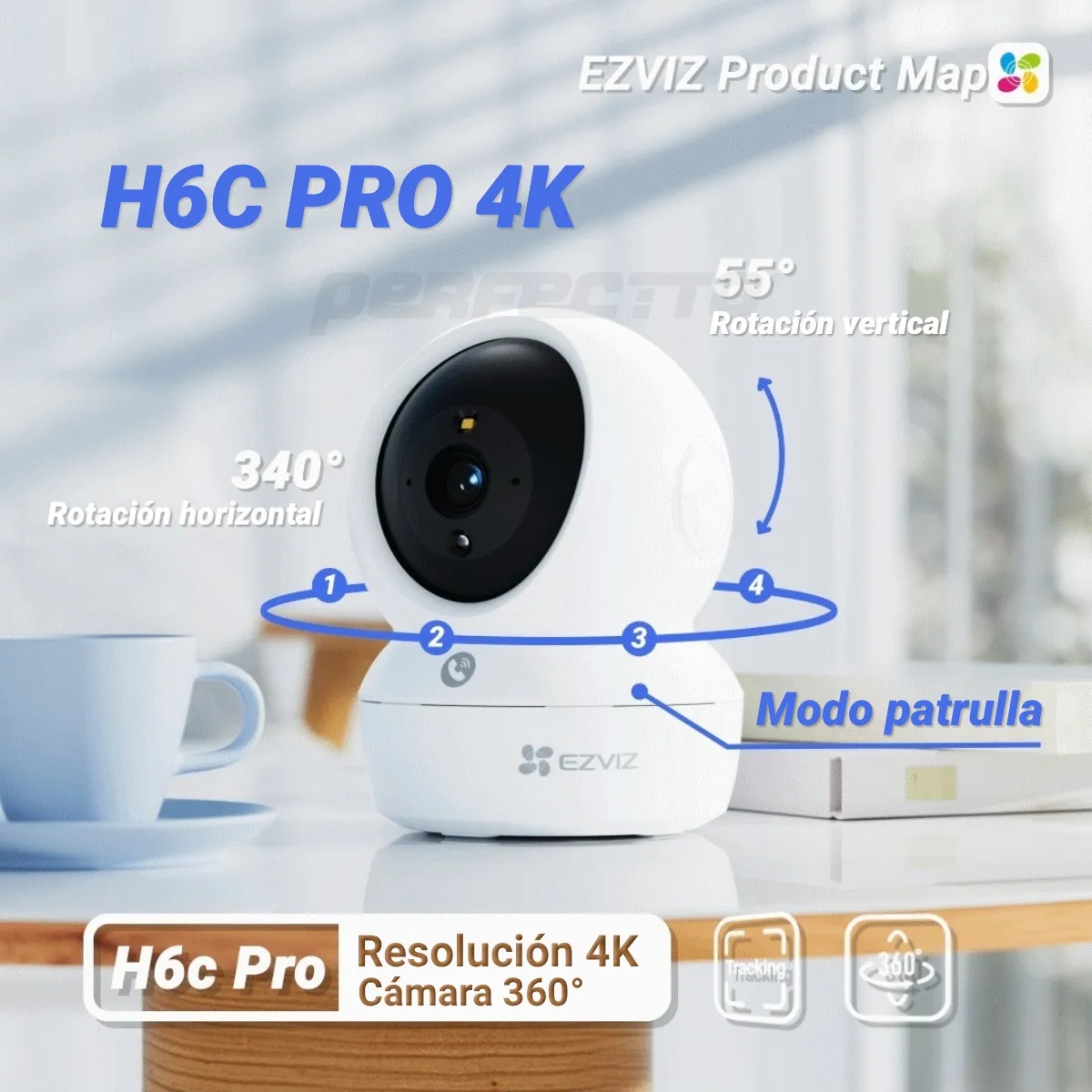 Camara de Interior Ezviz H6C Pro 8MP 4K Garantia de 1 Año - 2