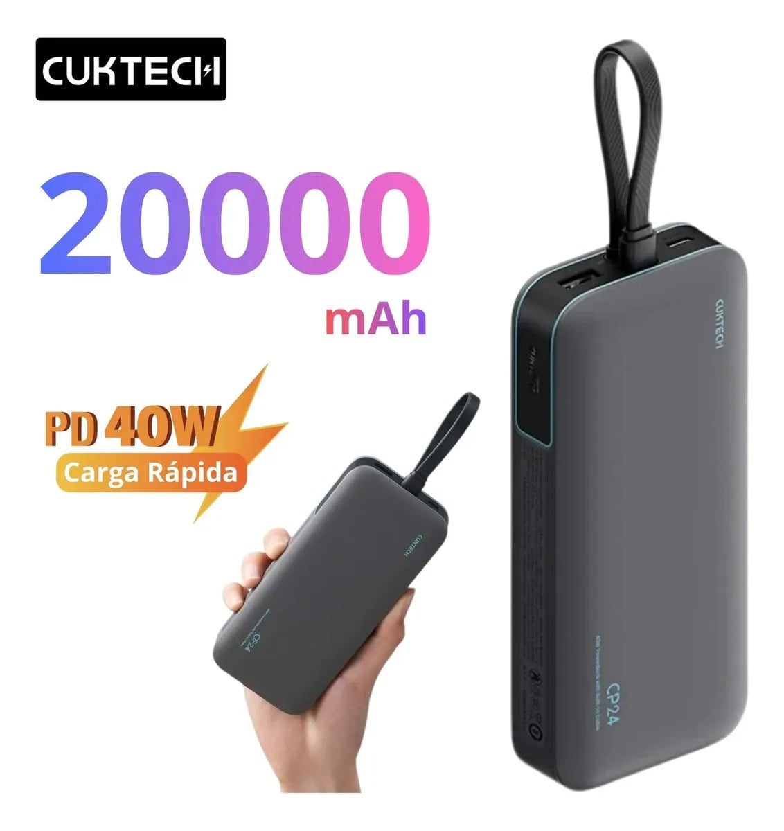 Cargador Portatil CUKTECH 20000mAh Carga Rápida 40W Garantia de 1 Año - 1