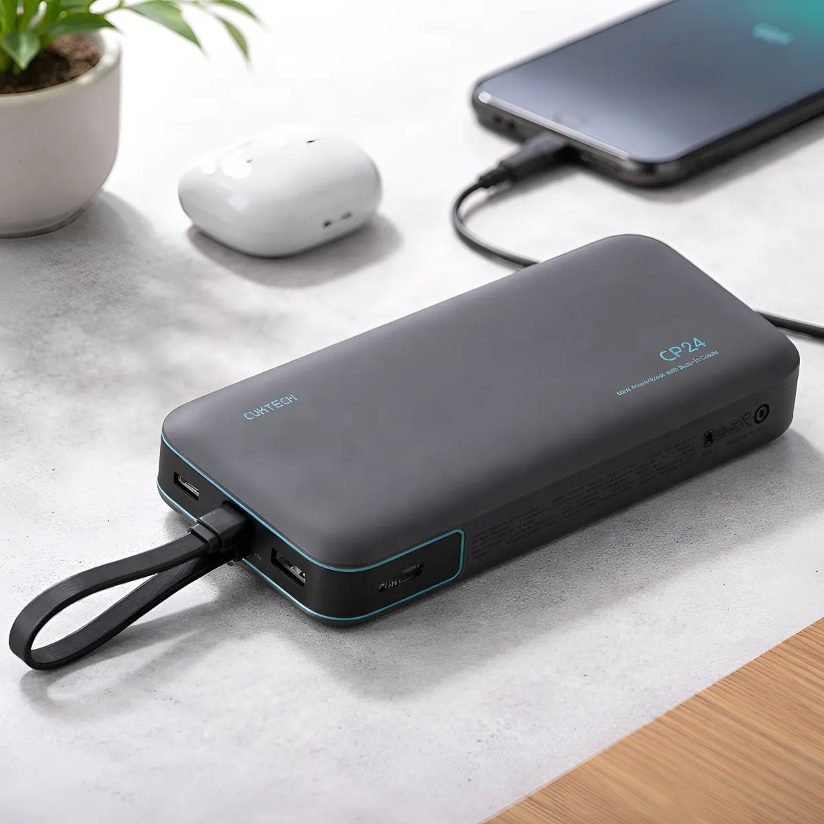 Cargador Portatil CUKTECH 20000mAh Carga Rápida 40W Garantia de 1 Año - 2